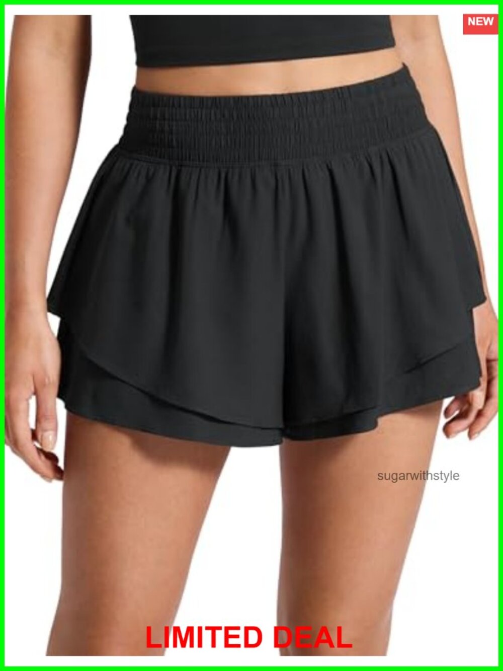 Double Ruffles Athletic Skorts Shorts Drapey Fabric High Rise